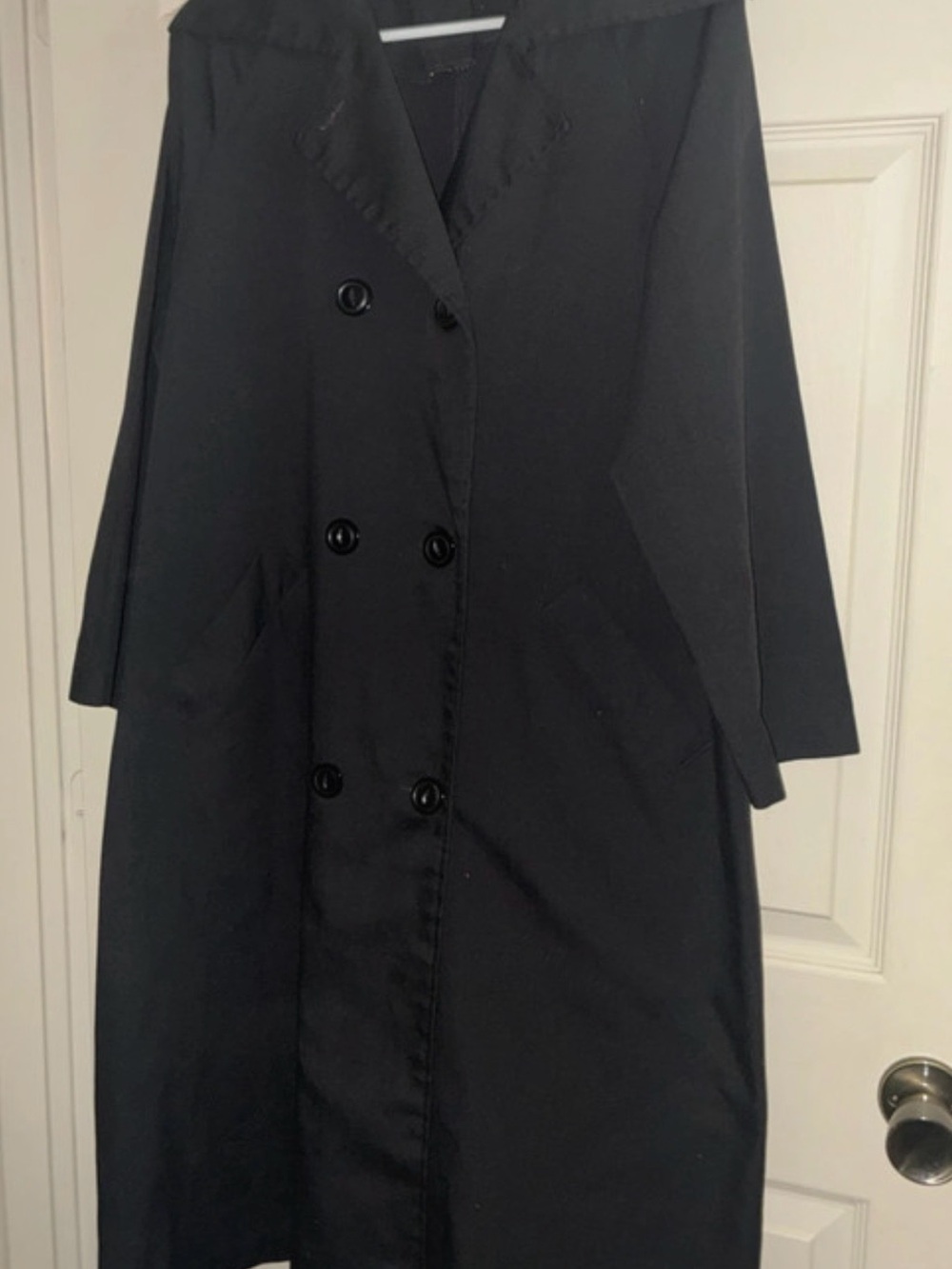 Roaman's Black Double-Breasted Trench Coat